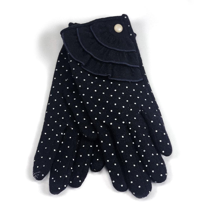 santacana Polka Dot Ruffle Glove Women's Clothing Black
