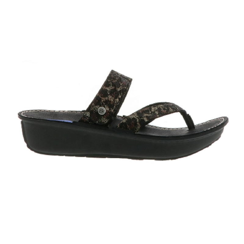 Wolky Tahiti Thong Sandal Womens Shoes 49-000 Black Leopardo