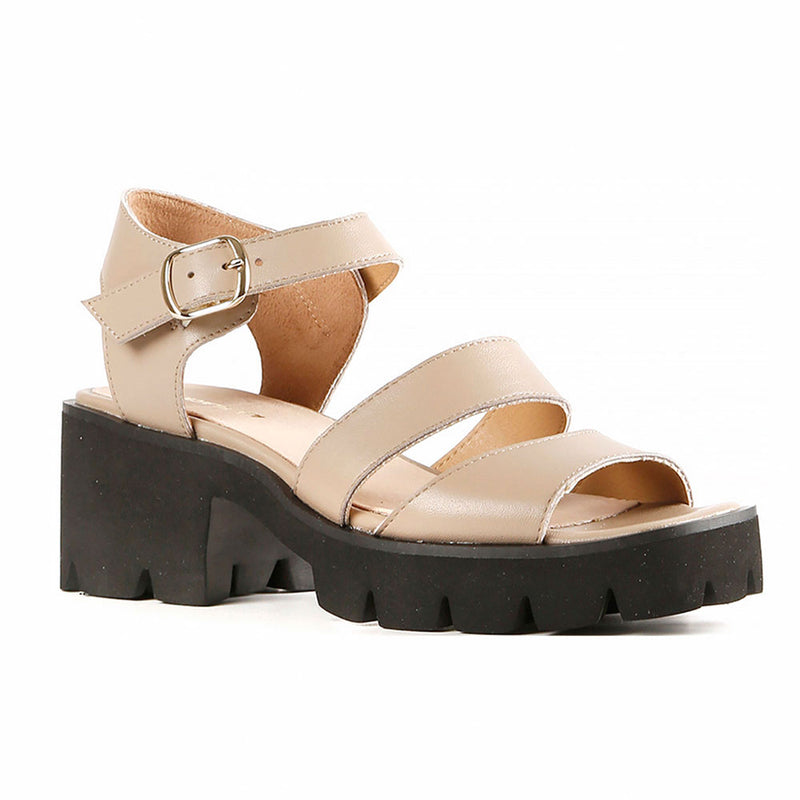 All Black Wide Lugg Sandal Womens Shoes Taupe