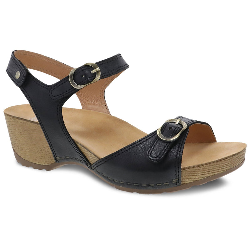Dansko Tricia Sandal Womens Shoes Black Milled Nappa