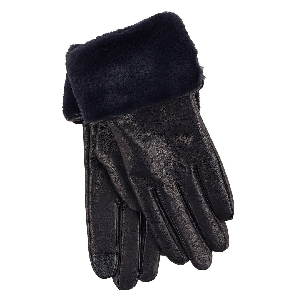 Echo Design Faux Fur Cuff Glove (EGO157) Women's Clothing 001 Black