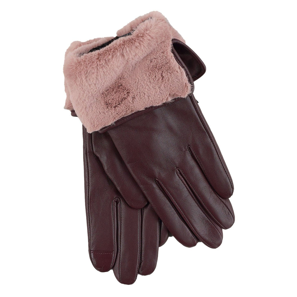 Echo Design Faux Fur Cuff Glove (EGO157) Women's Clothing 001 Black