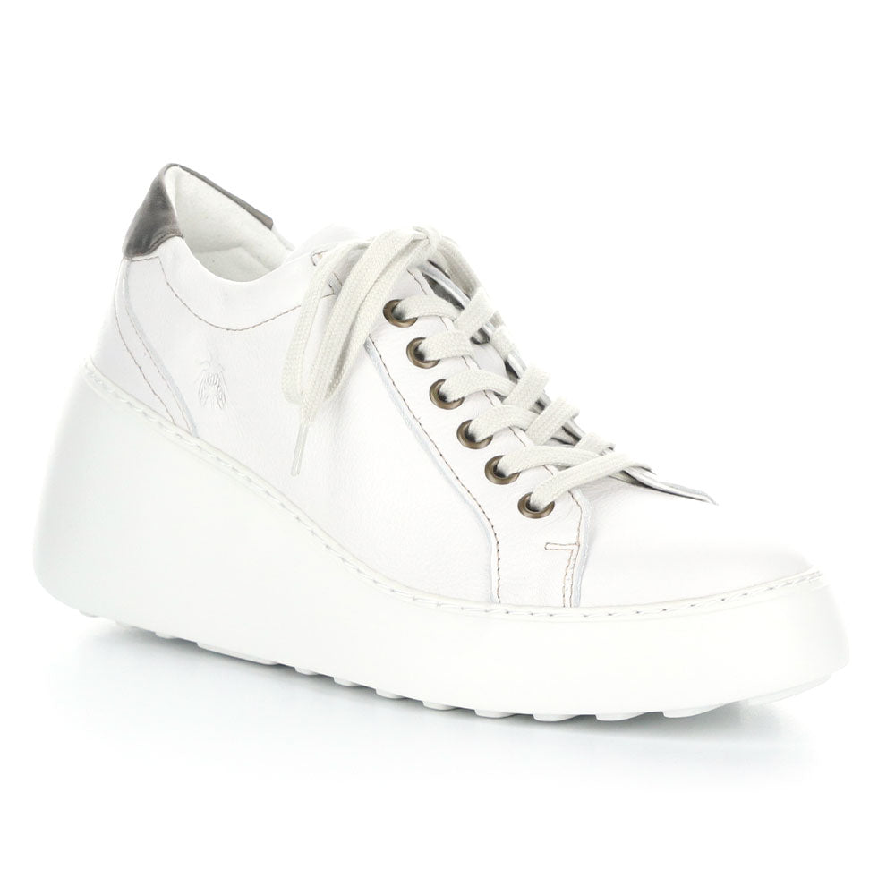 Leather Platform Wedge Sneakers, White Wedge Sneakers Women