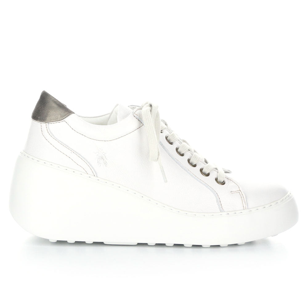Fly London Dile Wedge Sneaker Womens Shoes White