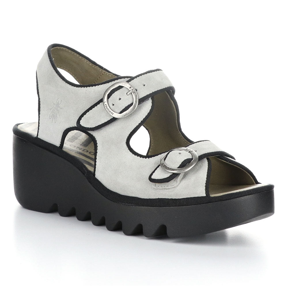 Fly London Bara Double Buckle Sandal 355FLY Womens Shoes Concrete