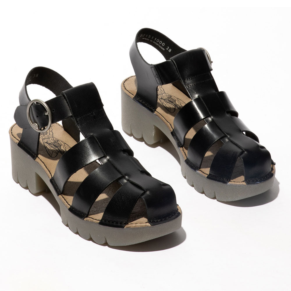 Fly London Emme511 Wedge Sandal Womens Shoes Black
