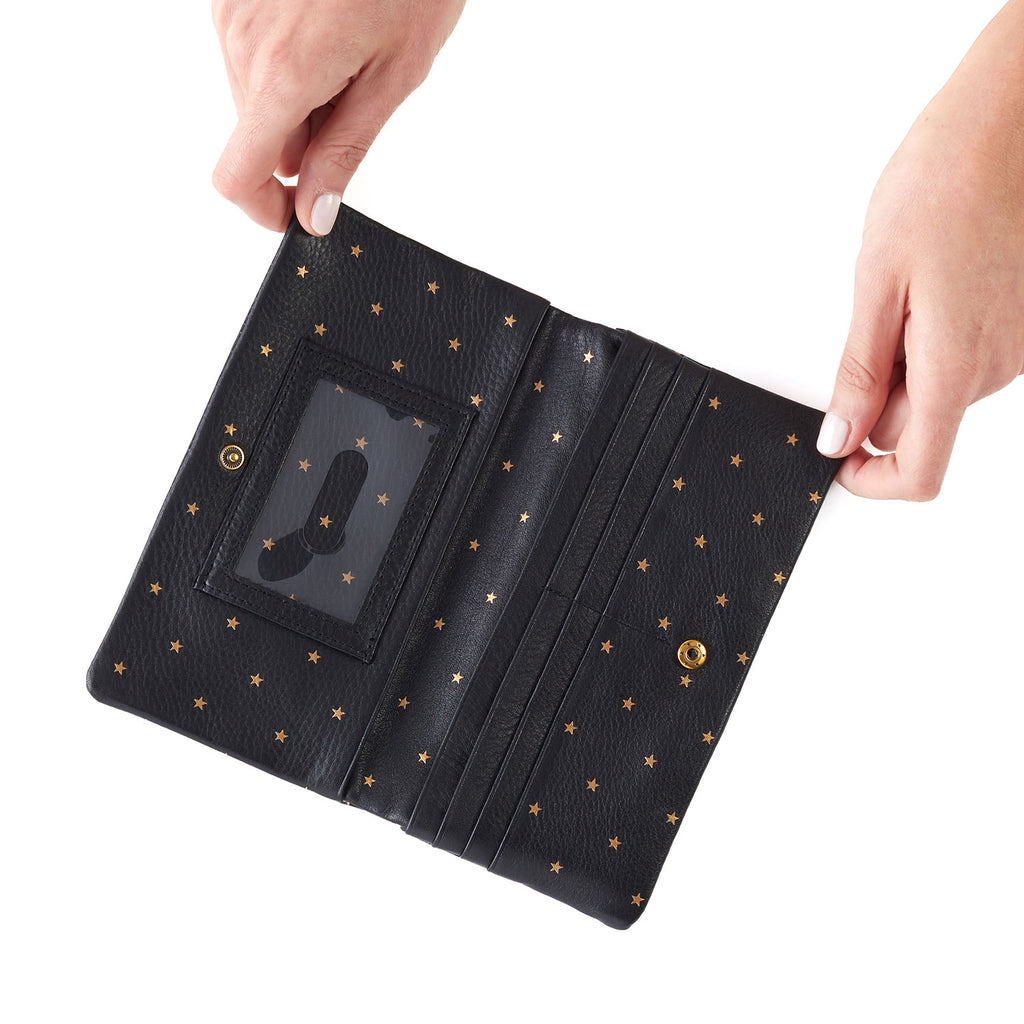 Hobo Lumen Continental Wallet Handbags blk/goldstar