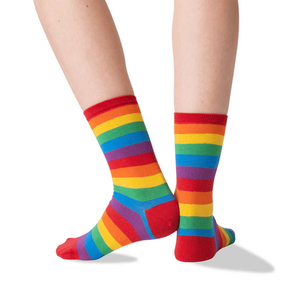Hot Sox Bold Stripes Crew Socks Womens Hosiery Red