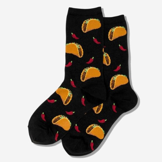 Hot Sox Taco Socks Womens Hosiery Black