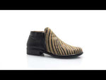 Naot Women's Helm Leather Anatomic Cork Footbed Bootie SJG Tan Zebra/Soft Black | Simons Shoes