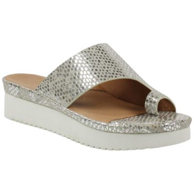 L'Amour Des Pieds Ahlina Slip on Sandal Womens Shoes Silver Gold
