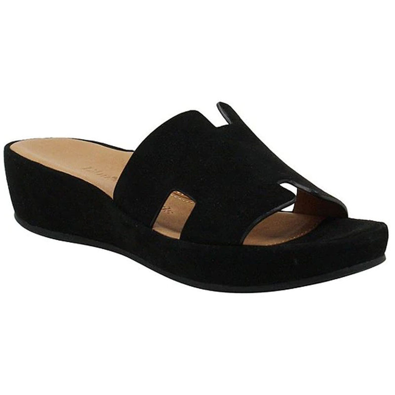 L'Amour Des Pieds Catiana Slip on Sandal Womens Shoes Black Suede Stones