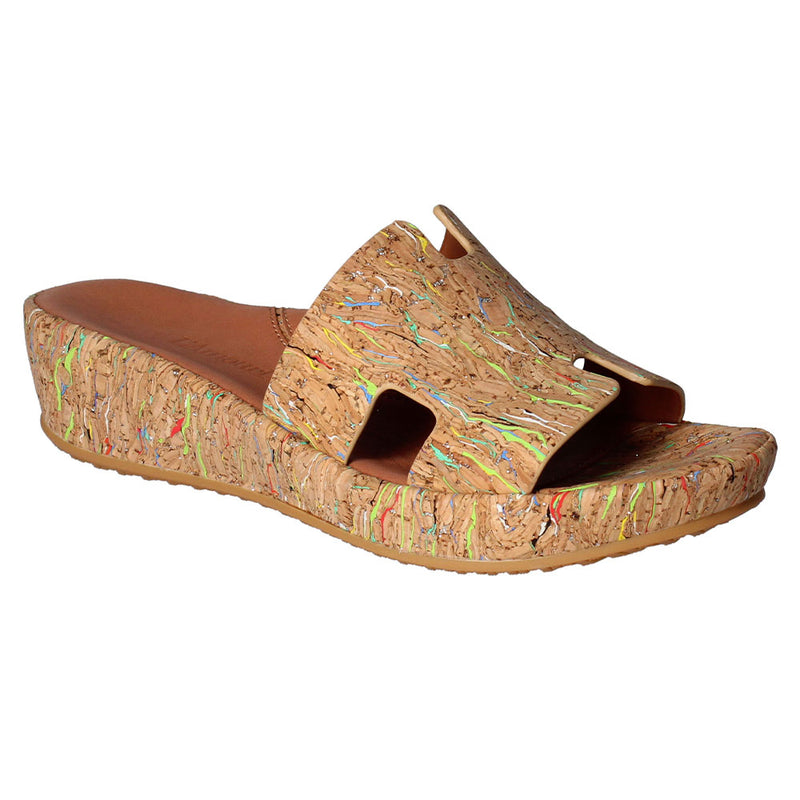 L'Amour Des Pieds Catiana Slip on Sandal Womens Shoes Bright Multi Cork