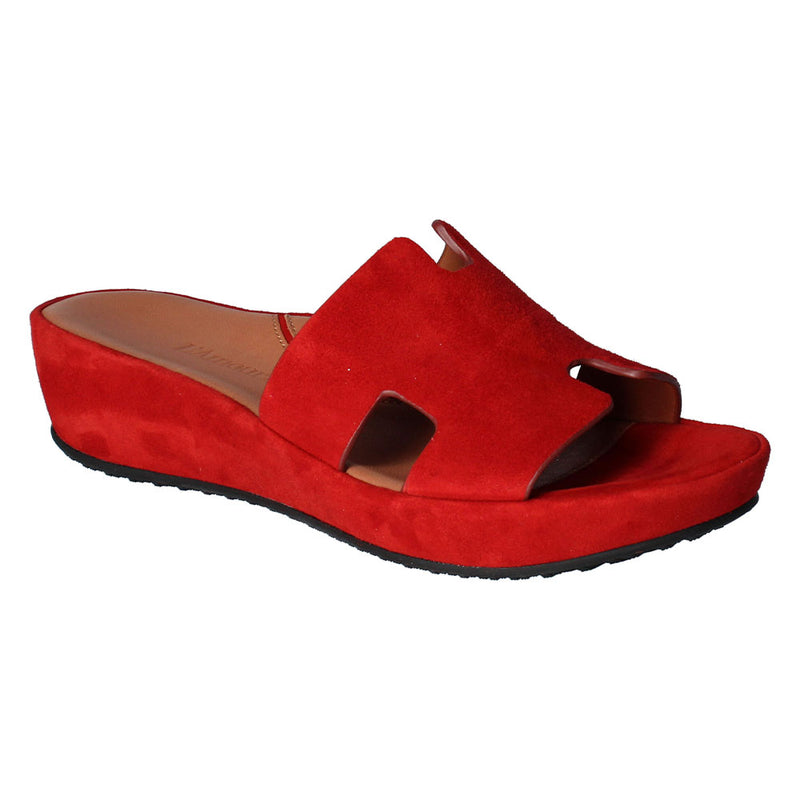 L'Amour Des Pieds Catiana Slip on Sandal Womens Shoes Red Kid Suede