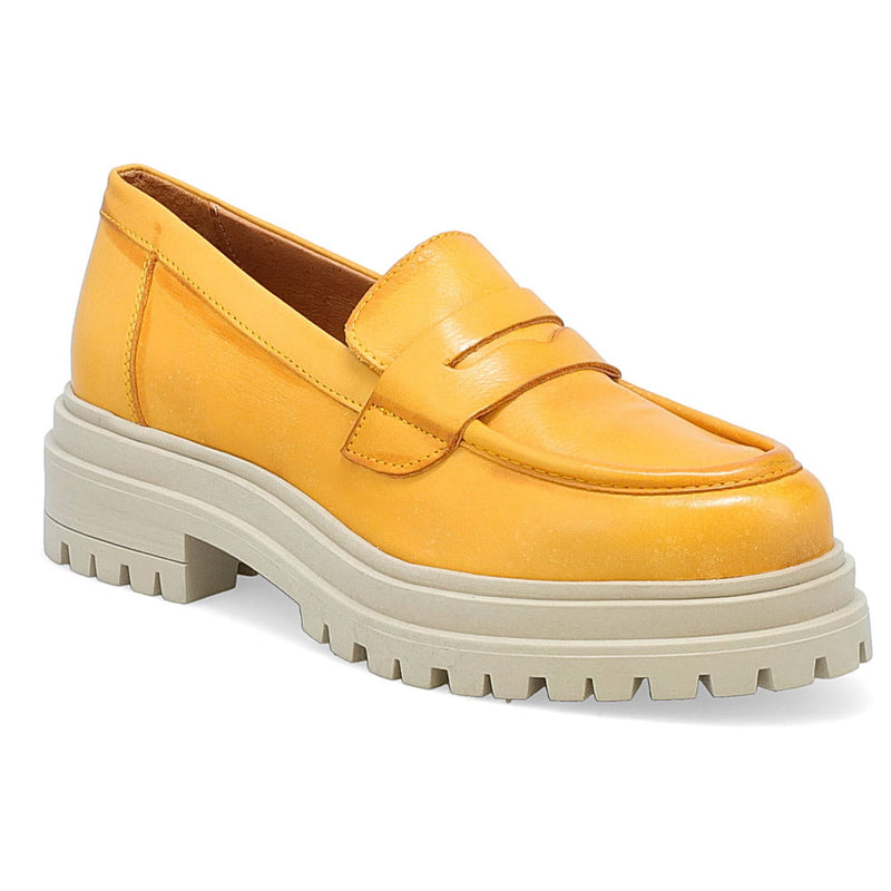 Miz Mooz Legend Chunky Platform Loafer Womens Shoes Ochre