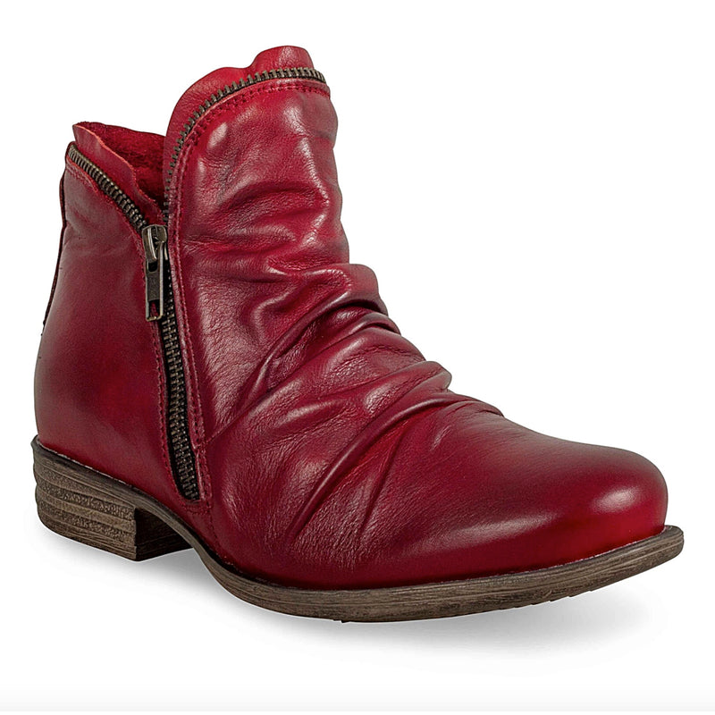 Miz Mooz Luna Ruched Ankle Boot Womens Shoes Red
