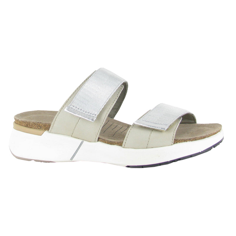 Naot Calliope Slide Sandal (24990) Womens Shoes Ivory/Silver/Grey