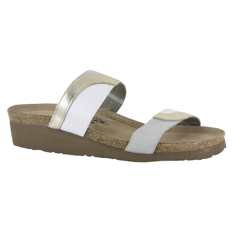 Naot Frankie Slide (4026) Womens Shoes Radiant Gold/Ice Grey/White