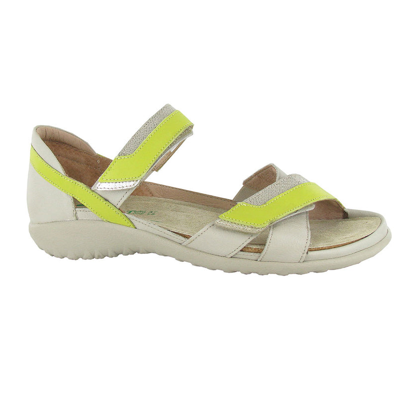 Naot Karawa Flat Sandal (11204) Womens Shoes ivory/lime/beige
