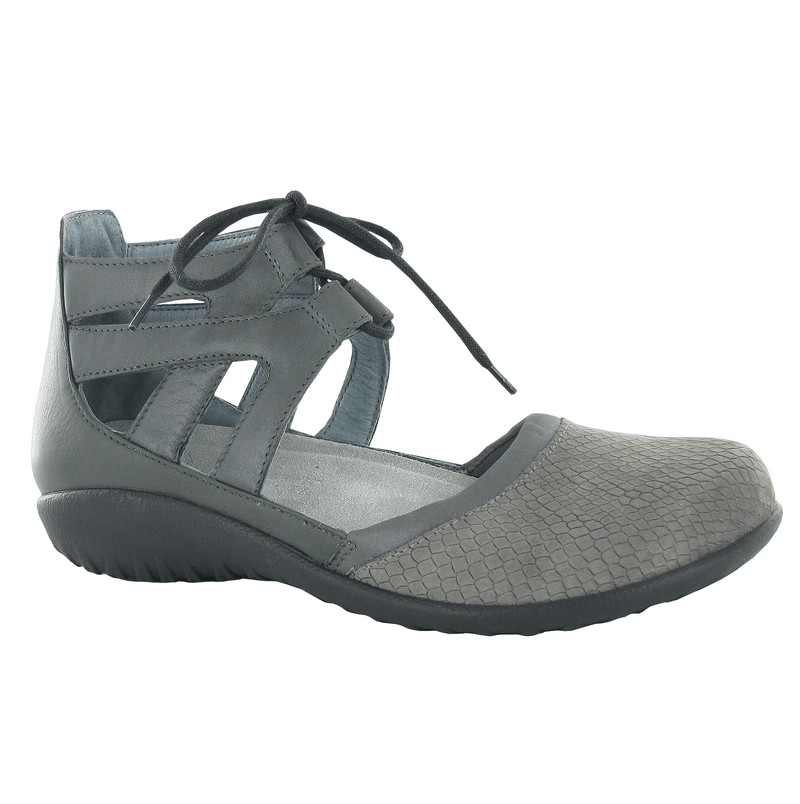 Naot Kata Perforated Flat (11152) Womens Shoes Gray Iguana/Shadow Gray/Tin Gray