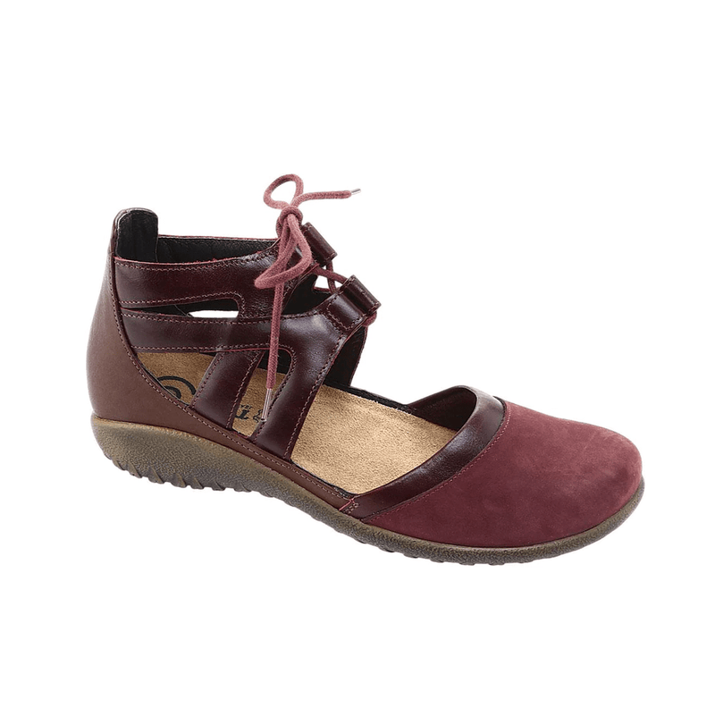 Naot Kata Perforated Flat (11152) Womens Shoes Violet/Bordeaux/Toffee Brown