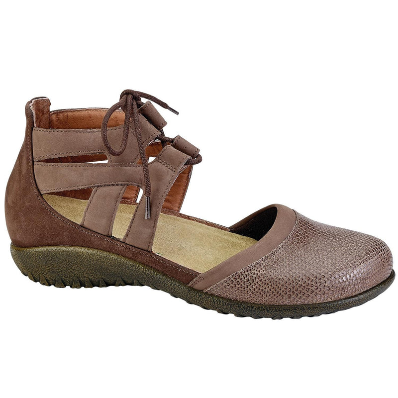 Naot Kata Perforated Flat (11152) Womens Shoes Brown Lizard/Shiitake/Coffee Bean