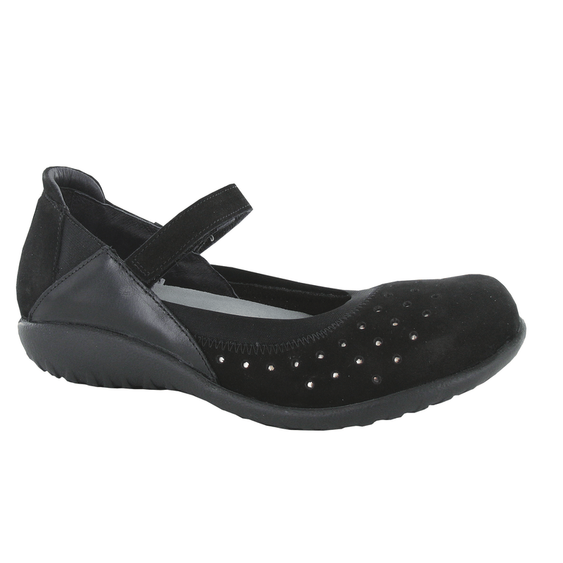 Naot Matua Mary Jane Flat Womens Shoes NKU Black Velvet Madras