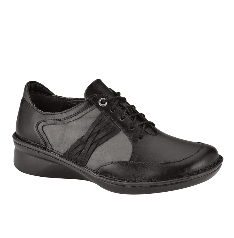 Naot Mezzo Leather Sneaker (35118) Womens Shoes Black Raven/Tin Gray/Black Velvet/Metallic Road