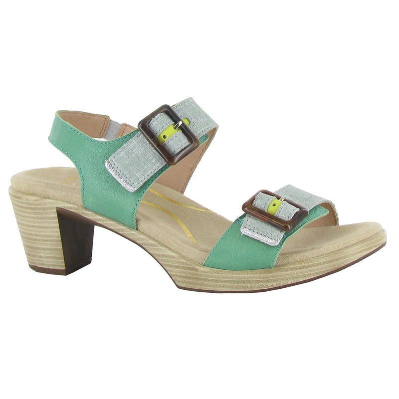 Naot Mode Heel Sandal (40042) Womens Shoes Jade/Teal/Lime/Silver