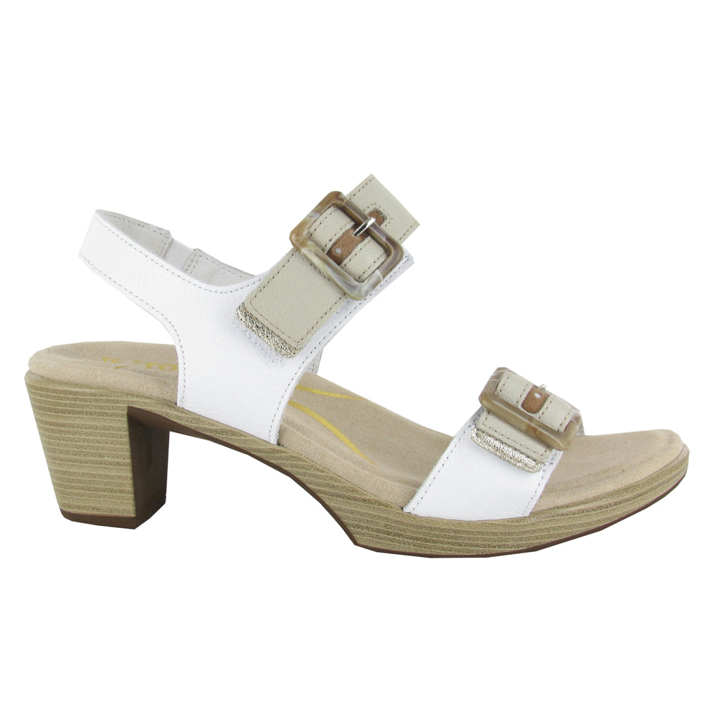 Naot Mode Heel Sandal (40042) Womens Shoes White/Ivory/Latte/Radiant Gold