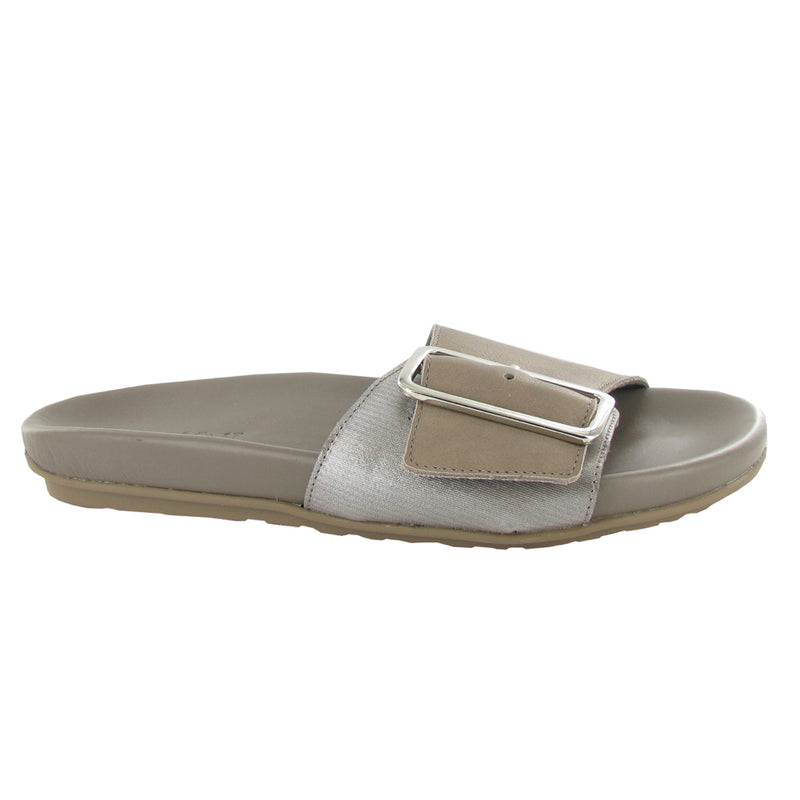 Naot Tahiti Slide Sandal Womens Shoes Soft Stone/Silver Threads
