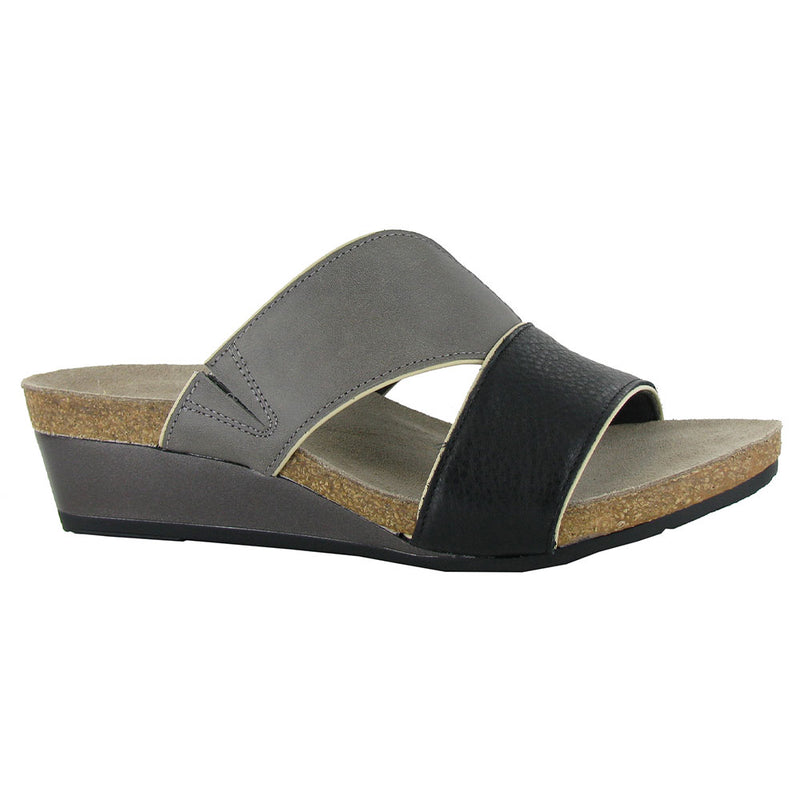 Naot Tiara Slide Wedge (5053) Womens Shoes Soft Black/Foggy Grey