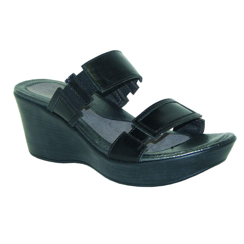 Naot Treasure Sandal (38014) Womens Shoes Black Madras/Black Patent Lthr