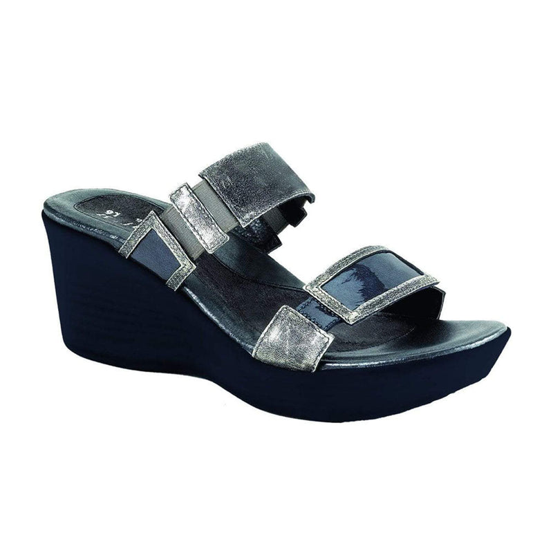 Naot Treasure Sandal (38014) Womens Shoes Metal Leather/Grey Patent