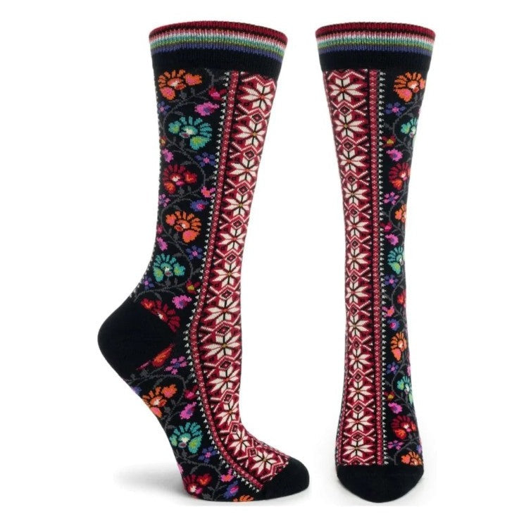 OZONE Floral Ribbons Sock (WC1303) Womens Hosiery 19 Black