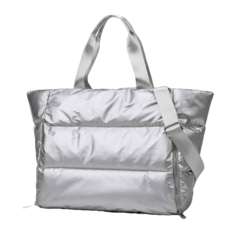 prenelove Panorama Puffer Large Tote Handbags Silver