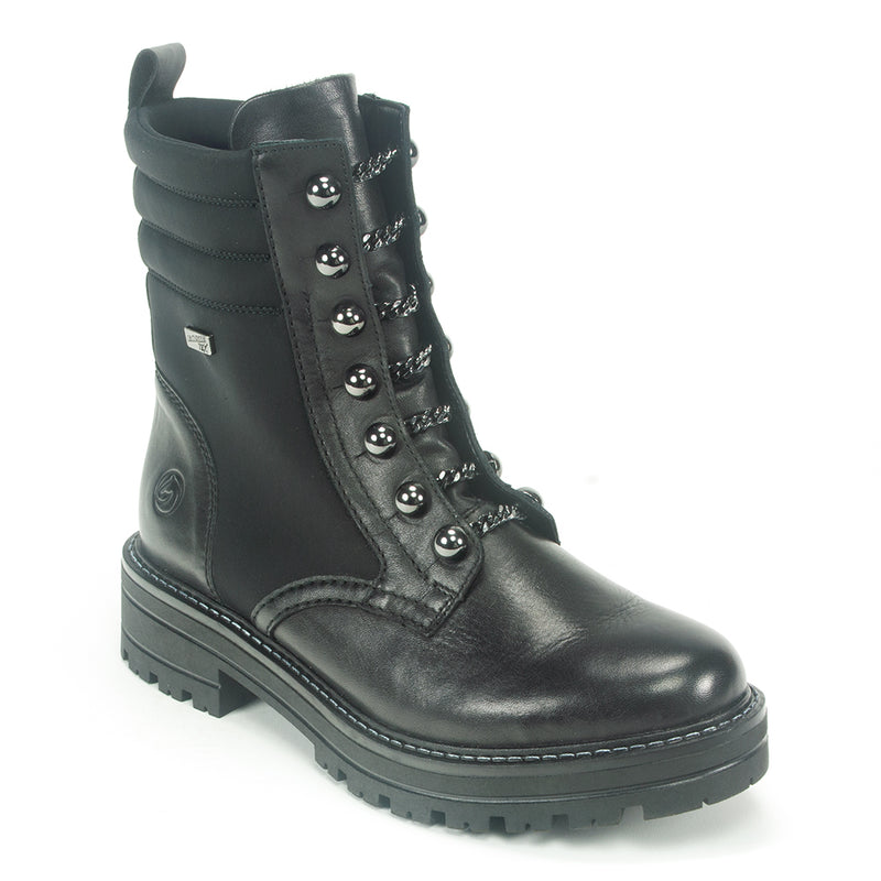 Remonte Studded Combat Boot (D2277) Womens Shoes 01 Schwarz