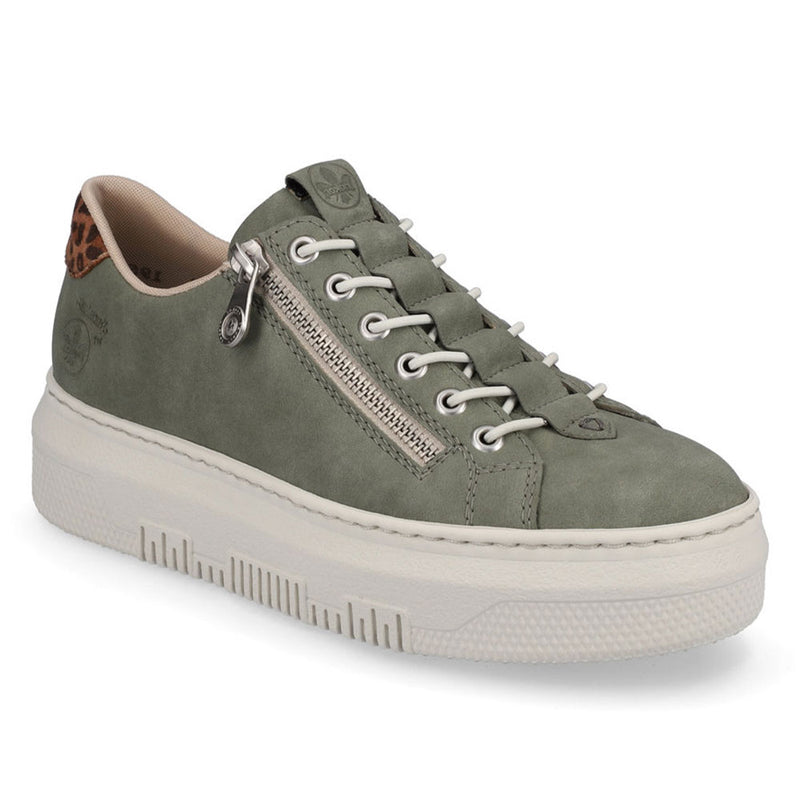 Rieker Enya Platform Sneaker (M1952) Womens Shoes 52-RI Schilf/leo-nuss