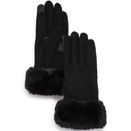 Echo Design Fur Cuff Gloves (EG0087) Women's Clothing 