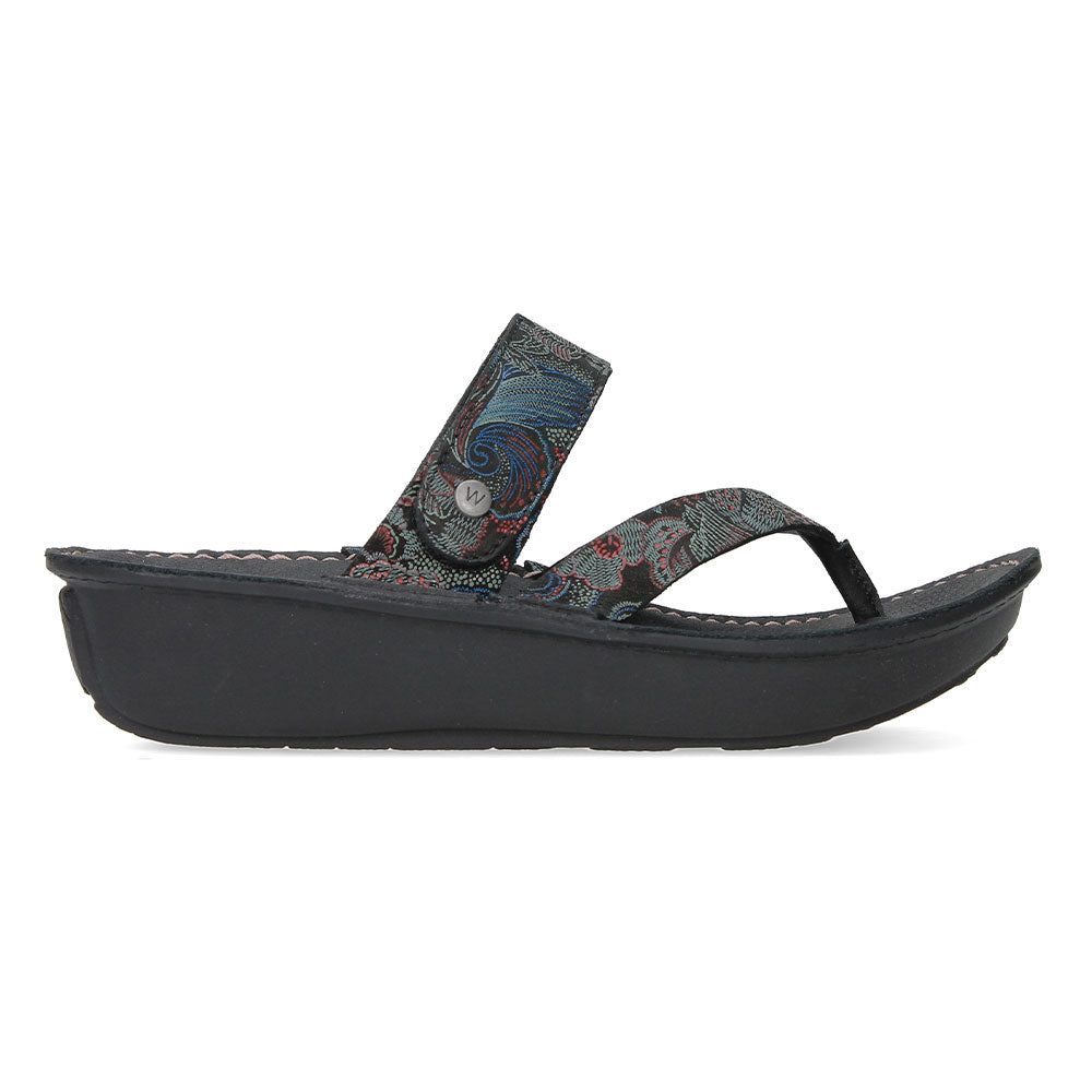 Wolky Tahiti Thong Sandal Womens Shoes 68-080 Black blue